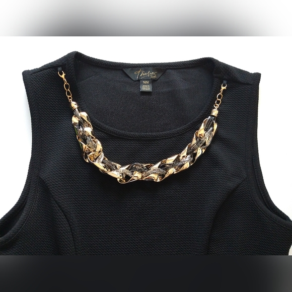 Thalia Sodi Sleeveless Top Black Solid &  Detachable Gold Silver Necklace Chain - Picture 3 of 12